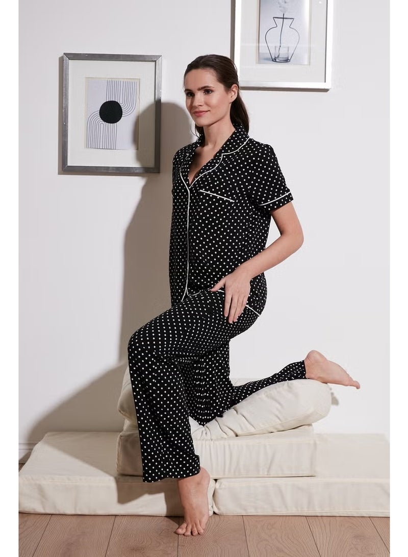 Lela Polka Dot Comfortable Cut Shirt Collar Short Sleeve Pajama Set Women's Pajama Set 6110102 - Image 1
